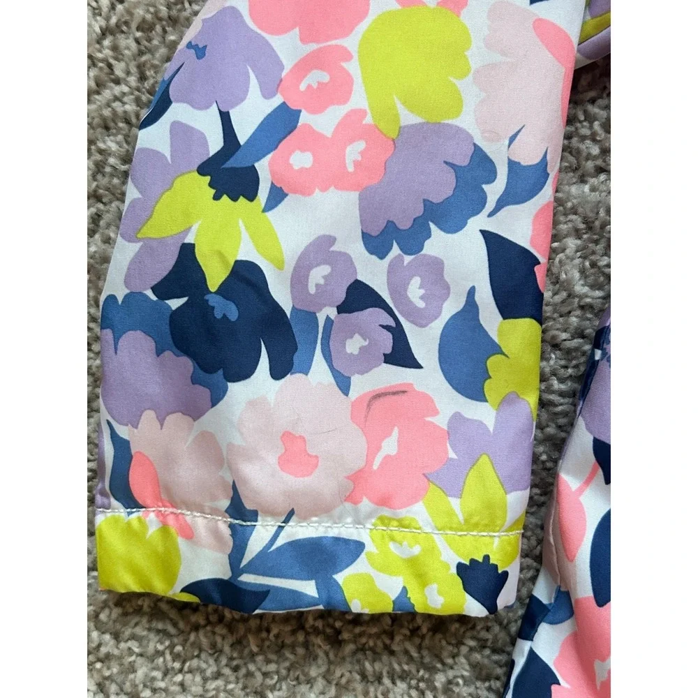 Carters Girls Floral Rain Jacket Hooded Fleece Lined Pink Purple Size M 5-6